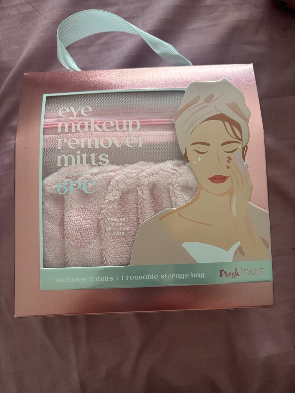 Fresh Face Pink Eye Makeup Remover Mitts - 6PC